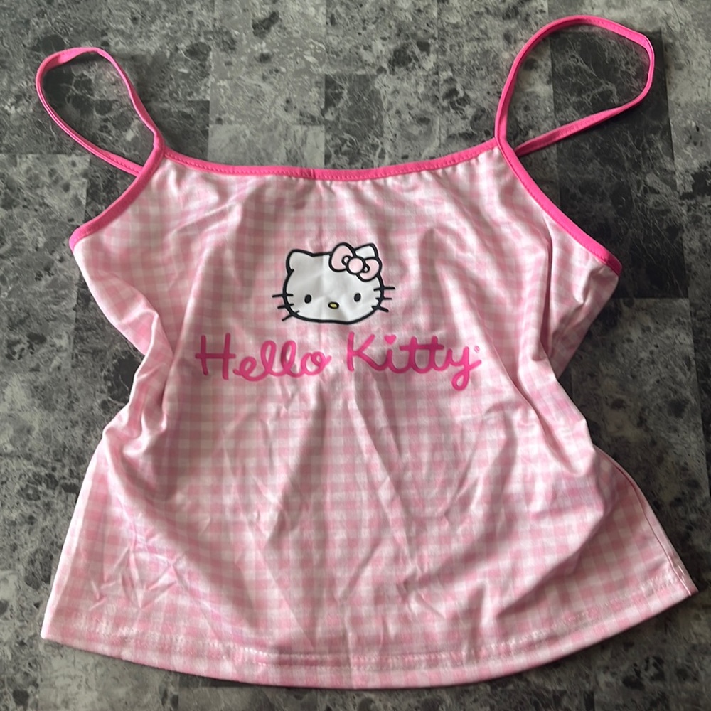 Hello kitty pink/white square top with pink straps.